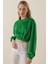 55392 Kadife Crop Bluz - Yeşil 3