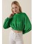 55392 Kadife Crop Bluz - Yeşil 4