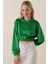 55392 Kadife Crop Bluz - Yeşil 5