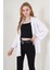 5862 Örme Kimono - Beyaz 1