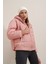 5117 Kapşonlu Şişme Mont - Pudra 2