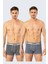 2'li Erkek Boxer, % 95 Pamuk % 5 Likralı Çizgili Erkek Boxer 1