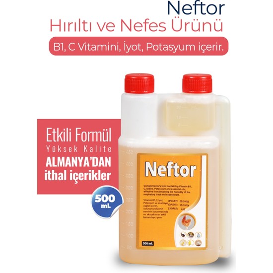 Munich Vet Neftor Kuşlar İçin Hırıltı ve Nefes Ürünü 500 ml Yüksek Kalite Etkili Formül