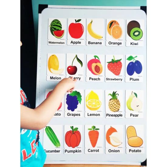Manyetik İngilizce Kelime Kartları Meyveler ve Sebzeler- Fruits And Vegetables