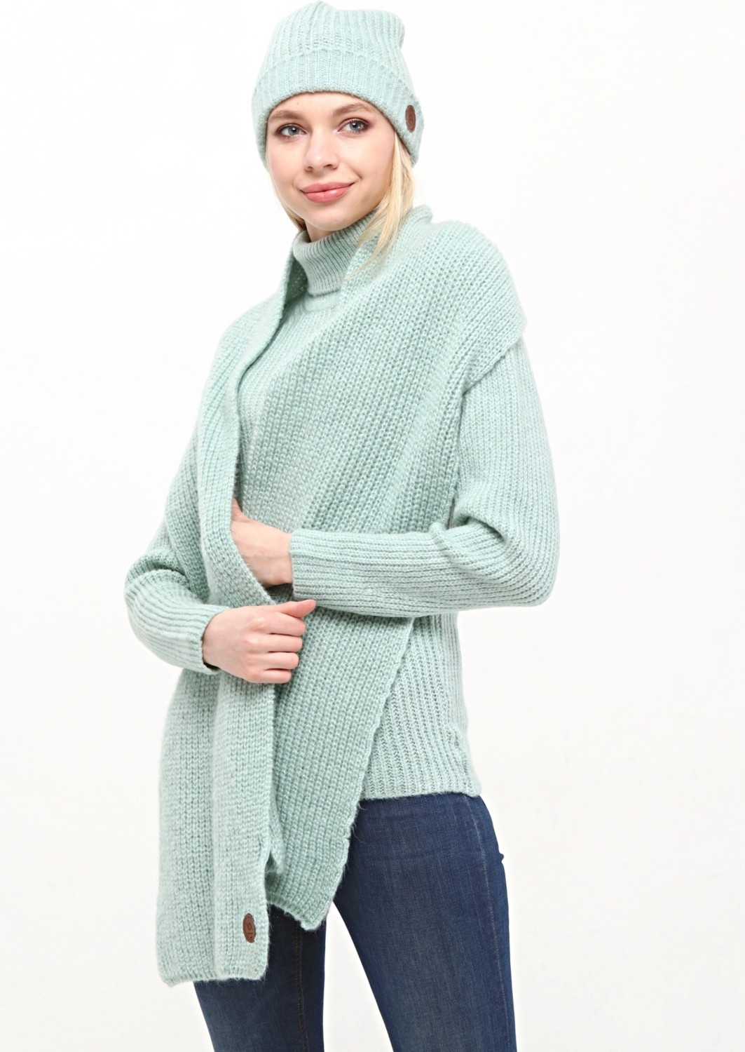 Marilavande Açık Mint Atkı Bere Takımı görsel 4