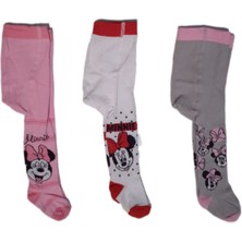 Mınnıe Mouse Disney Lisanslı Kız Bebek Külotlu Çorap Üçlü Set 0444