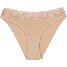 Ceylanoğlu Kadın Likralı Beli Dantelli Bikini Külot C-131 (4 Paket) - Ten - 6