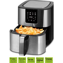 Goldmaster Brenda 7 Litre Inox Geniş Hazneli Xxl Dokunmatik 8 Ön Ayarlı Airfryer Sıcak Hava Fritözü