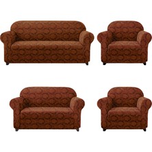 Elgeyar Jakarli Koltuk ,kanepe ,çekyat Örtüsü Şal Desen Esnekli Eteksiz3+2+1+1takım Için