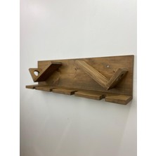 O&A Wood Doğal Ahşap Şaraplık ve Kadeh Standı Koyu Meşe