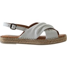 Bueno Shoes Beyaz Deri Kadın Espadril Sandalet