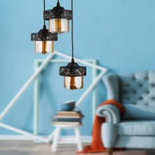 Begüsa Ekru 3.lü Avize Siyah