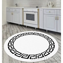 Nesa Decor Kaymaz Taban Makinede Yıkanabilir Çerçeveli Yuvarlak Halı Geometrik Desenli Modern Mutfak Salon Halısı
