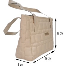 Liva 2368 Kapitoneli Orta Boy Kadın El Omuz Çantası - Krem