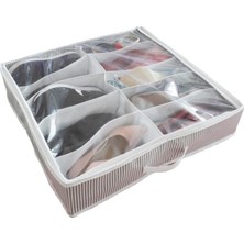 Winbox Kumaş Ayakkabı Saklama Çantası Seti (10 Gözlü) - Gri Çizgili