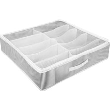 Winbox Kumaş Ayakkabı Saklama Çantası Seti (10 Gözlü) - Gri Çizgili