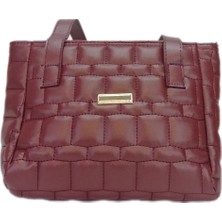 Liva 2368 Kapitoneli Orta Boy Kadın El Omuz Çantası - Bordo