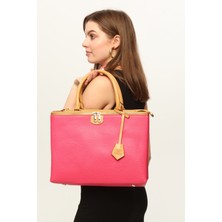 Morpelikan Pembe Üç Bölmeli Kadın El Omuz Çantası