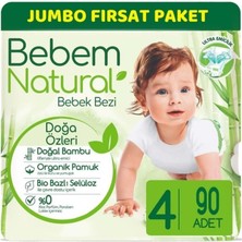 Bebem Bebek Bezi Natural Jumbo Beden 4 7-14 kg Maxi 90'lı