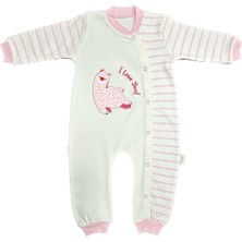 Renkli Puset Unisex Bebek Penye Tulum Çizgili Kuzu