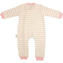 Renkli Puset Unisex Bebek Penye Tulum Çizgili Happy Ayı