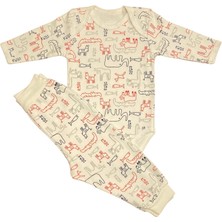 Renkli Puset 2'li Penye Bebek Takım Çizgi Hayvanlar