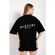 Trendseninle Kadın Oversize Tshirt Destiny Tasarım Baskılı Tişört