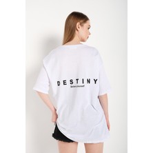 Trendseninle Kadın Oversize Tshirt Destiny Tasarım Baskılı Tişört