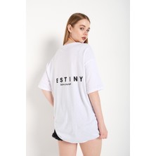 Trendseninle Kadın Oversize Tshirt Destiny Tasarım Baskılı Tişört