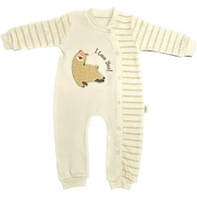 Renkli Puset Unisex Bebek Penye Tulum Çizgili Kuzu