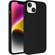 Case 4U Apple iPhone 13 Kılıf Magsafe Wireless Şarj Özellikli Pastel Renk Silikon Plas Kapak Siyah
