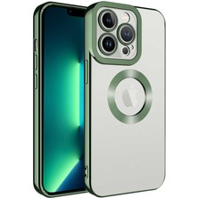 Case 4U Apple iPhone 11 Pro Max Kılıf Kamera Lens Korumalı Şeffaf Renkli Logo Gösteren Parlak Omega Kapak Yeşil