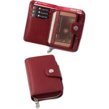 Cengiz Pakel Kadın Cüzdanı Bayan Cüzdanı Küçük Boy Bordo 13cm x 9cm