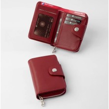 Cengiz Pakel Kadın Cüzdanı Bayan Cüzdanı Küçük Boy Bordo 13cm x 9cm