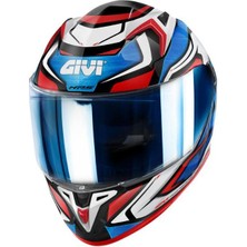 Givi Motosiklet Kaskı Givi 50.9 Atomic Beyaz Mavi Kırmızı Kask