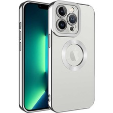 Case 4U Apple iPhone 11 Pro Max Kılıf Kamera Lens Korumalı Şeffaf Renkli Logo Gösteren Parlak Omega Kapak Gümüş