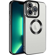 Case 4U Apple iPhone 11 Pro Max Kılıf Kamera Lens Korumalı Şeffaf Renkli Logo Gösteren Parlak Omega Kapak Siyah