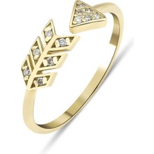 Kairos Jewelry 14 Ayar Altın Taşlı Ok Yüzük KRS0052-14GRZ