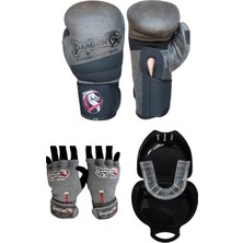 Dragon Antique Deri Kick Boks Eldiveni Jel Bandaj ve Dişlik 3'lü Set