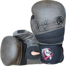 Dragon Antique Deri Kick Boks Eldiveni Jel Bandaj ve Dişlik 3'lü Set