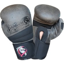 Dragon Antique Deri Kick Boks Eldiveni Jel Bandaj ve Dişlik 3'lü Set