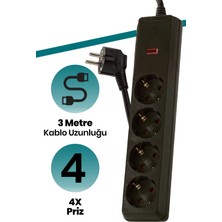 Goldmaster Sp-404 3 Metre 4 Yollu Akım Korumalı Priz