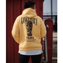 Amor Man Büyük Beden Kapüşonlu Ganster's Baskılı Tam Kışlık Oversize Erkek Sweatshirt