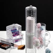 Vivart 3’lü Diamond Seri Kapaklı Banyo Organizer, Makyaj Pamuğu ve Kulak Çubuğu Saklama Kabı