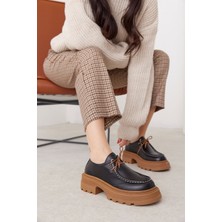 Nilufarr Gabriel Siyah  Deri Kadın Loafer