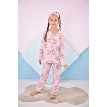 Lolli Boom Kids  Kız Çocuk Toz Pembe Efsane Unicorn Desen Yeni Sezon Pijama Takımı Göz Bandı Hediyeli