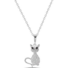 Parmas Design Kedi 925 Ayar Gümüş Kadın Kolye
