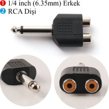 BK Teknoloji 6.35MM 1/4 Erkek Mono - 2rca Dişi Çevirici Adaptör