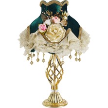 Dekovien Kadife Kaplı Vintage Model Abajur Gold Ayak Hürrem Kumaş AB00648-4585