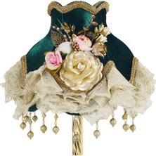 Dekovien Kadife Kaplı Vintage Model Abajur Gold Ayak Hürrem Kumaş AB00648-4585